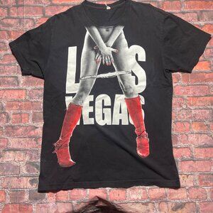 RARE Vintage Las Vegas Girl Graphic Tshirt Chick Legs Size Large Y2K  Black